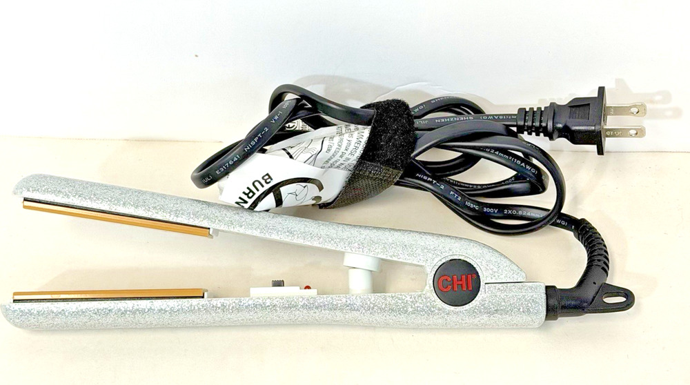CHI Hair Straightener Flat Iron Silver Glitter 1 Inch Ceramic Plates Tested